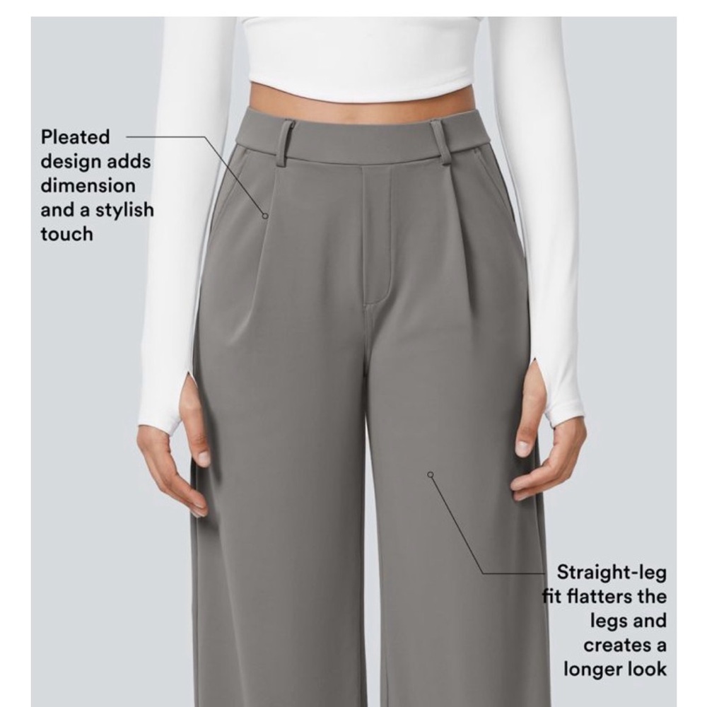 HALARA Gray Women's Wide-Leg Trousers - Picture 2 of 4